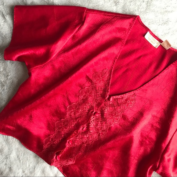 Victoria's Secret Tops - Vintage Victoria's Secret Silky Red Crop Top